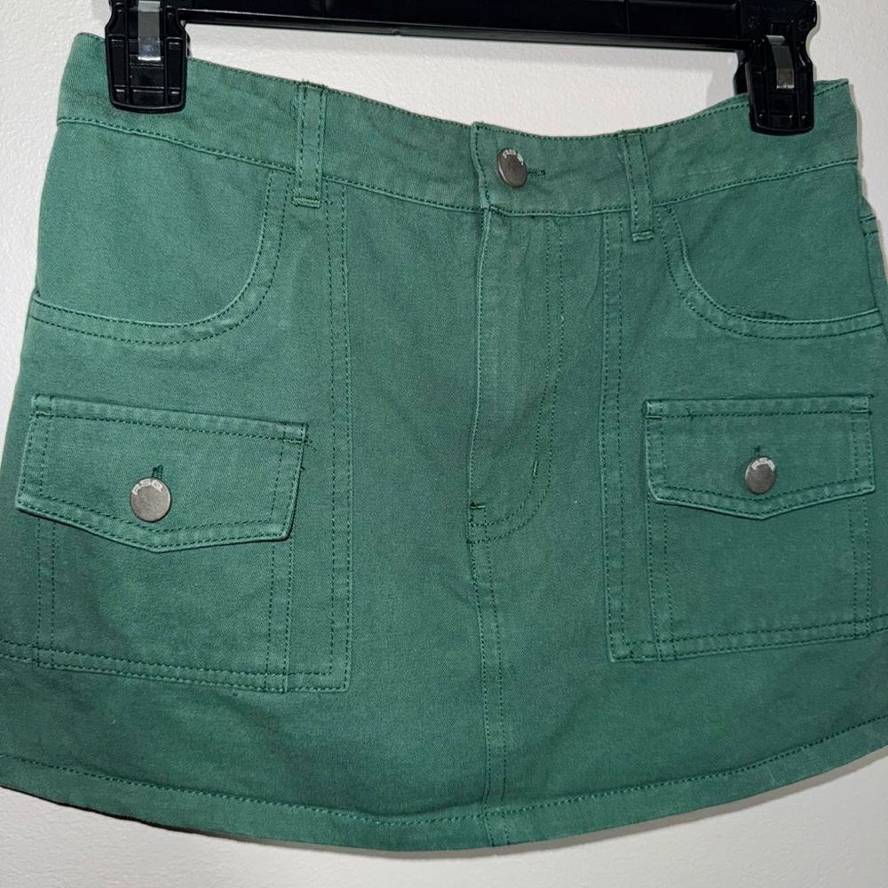RSQ Green Mini Skirt with Front Patch Pockets